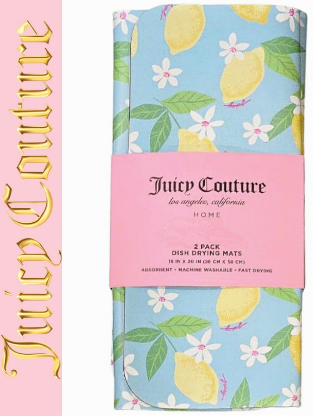 Juicy Couture Home  Lemon Floral Dish Drying Mats - 2PK